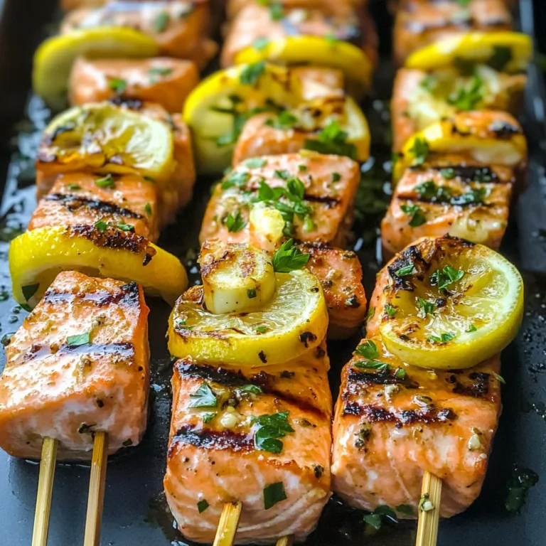 Grilled Salmon Skewers with Garlic and Dijon