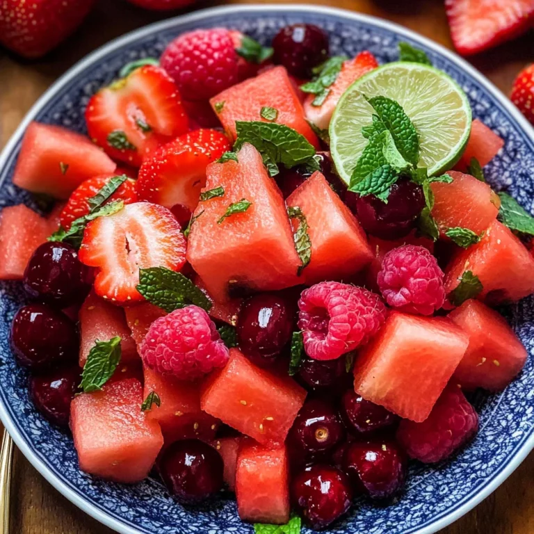 Watermelon Fruit Salad with Lime Mint Dressing