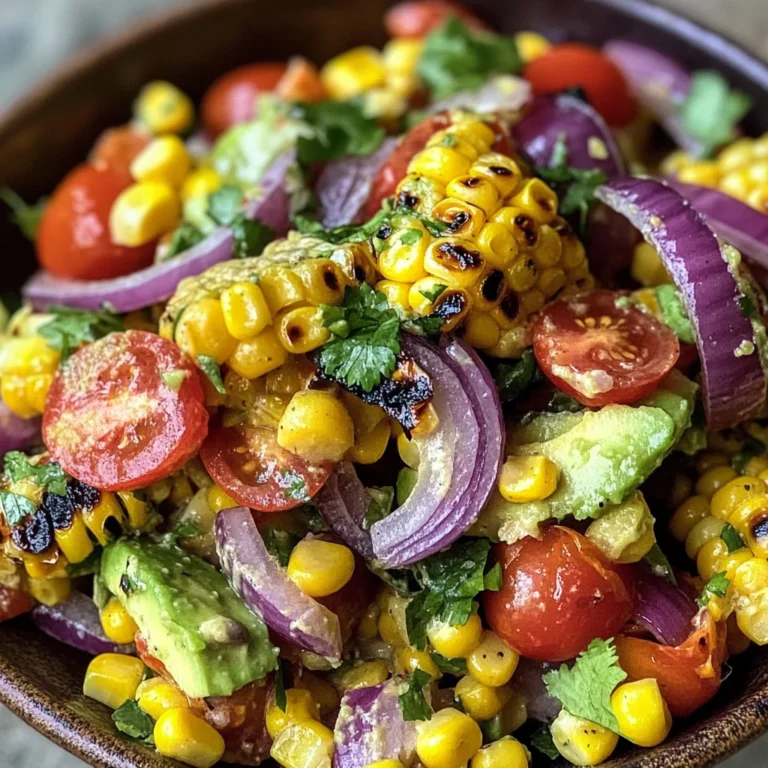 Charred Corn Avocado Salad with Roasted Red Onions