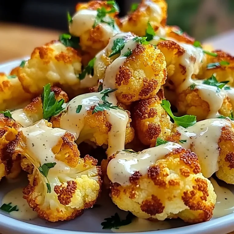 Crispy Baked Cauliflower Bites with Garlic Sauce