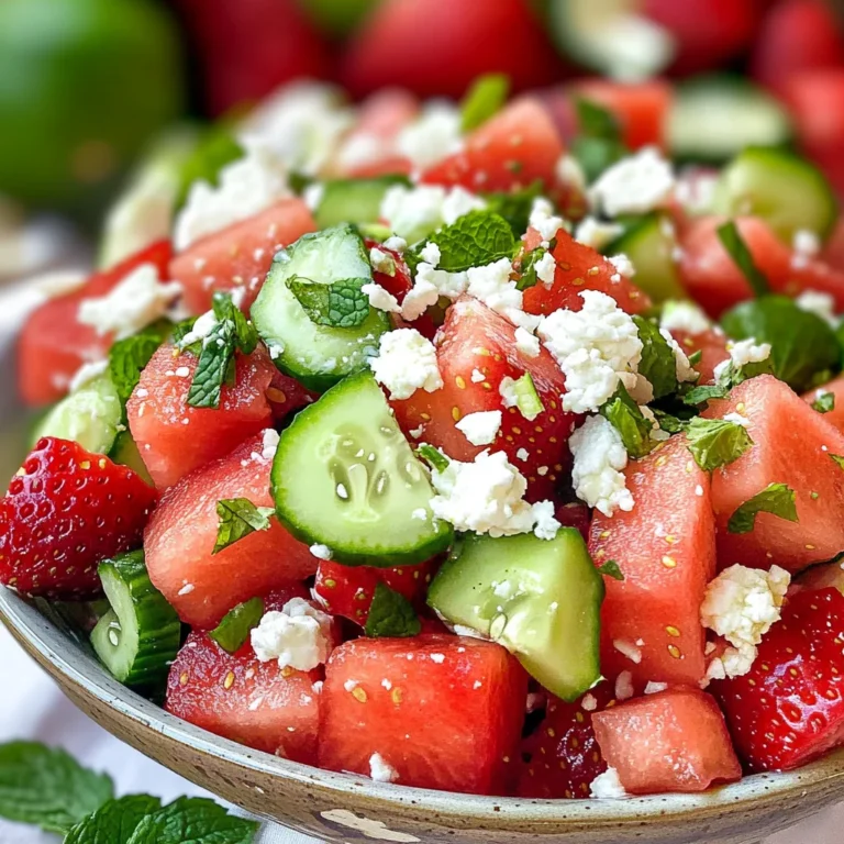Cucumber Watermelon Strawberry Salad