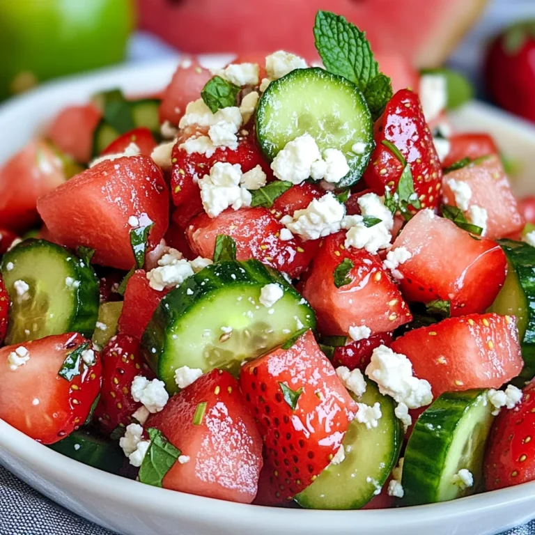 Cucumber Watermelon Strawberry Salad