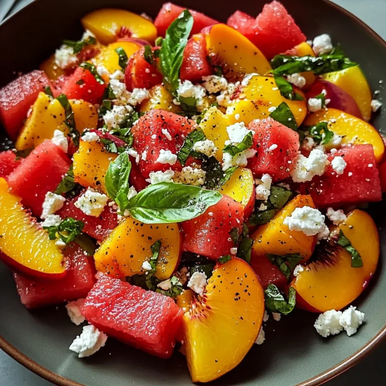 Refreshing and Juicy Watermelon Peach Salad for Hot Summer Days