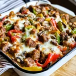 Sausage, Peppers, and Mushrooms Low-Carb Cheesy Bake