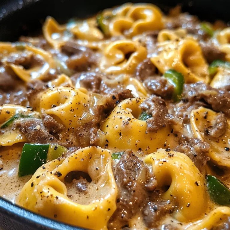 Cheesesteak Tortellini in Creamy Provolone Sauce