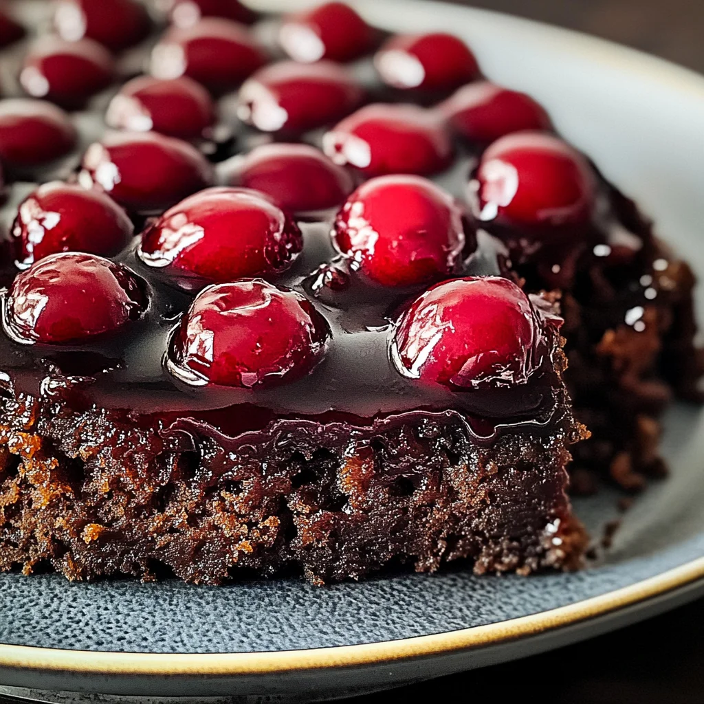 Chocolate Cherry Upside Down Cake 🍒🍫