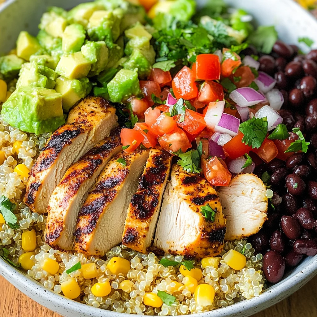 Grilled Chicken Burrito Bowls with Avocado Salsa