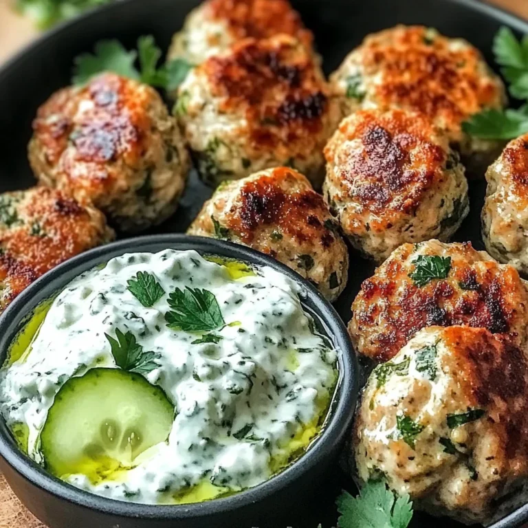 Juicy Greek Chicken Meatballs with Tzatziki