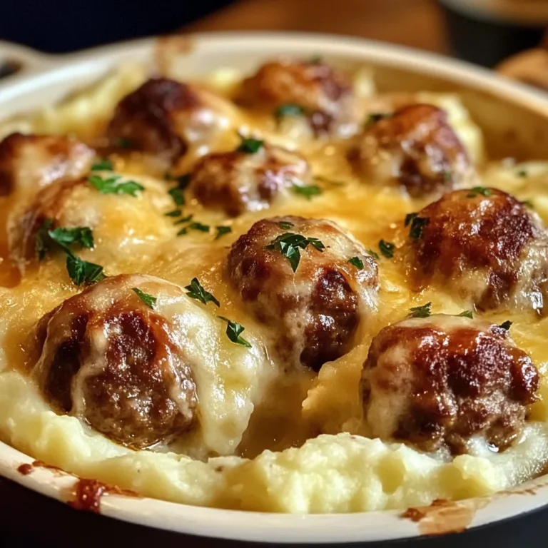 Meatball & Mashed Potato Bake