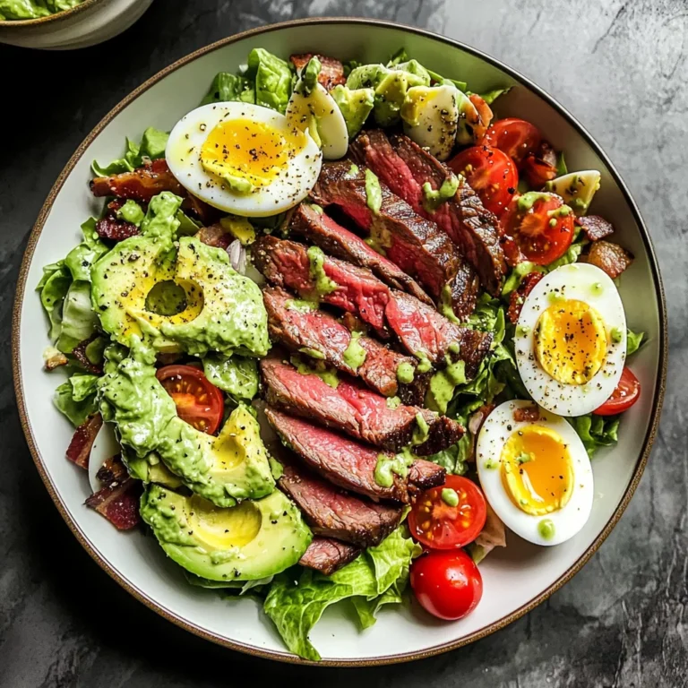 Steak Cobb Salad with Creamy Avocado Dressing {Whole30, Keto}