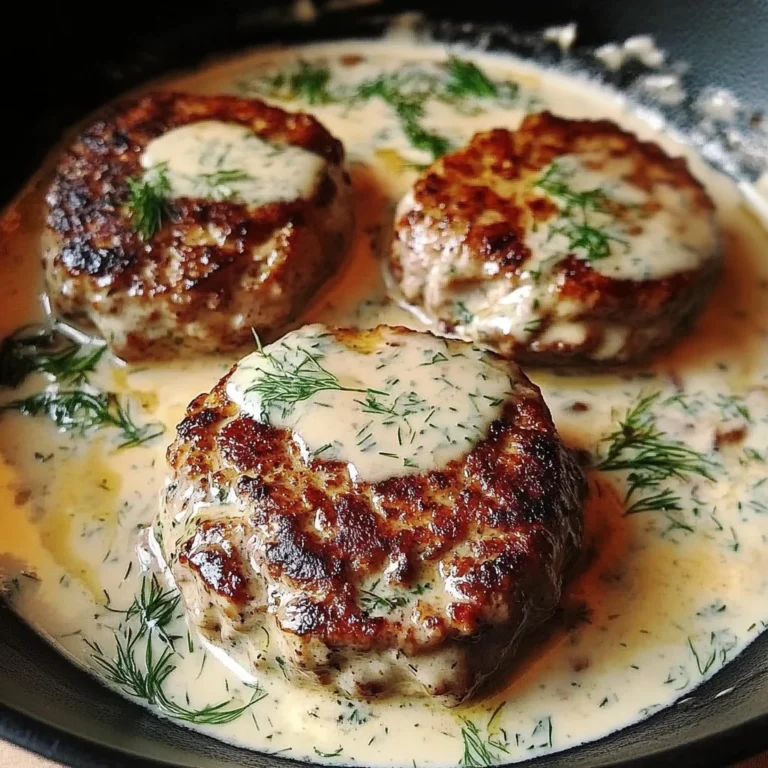 chicken hamburger Steaks in Creamy Dill Sauce