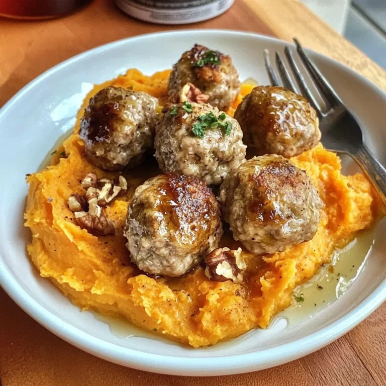 Apple Chicken Meatballs with Spiced Sweet Potatoes