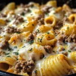 Crockpot Cheesy Ranch Beef Pasta Shells