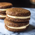 Ginger Molasses Sandwich Cookies with Eggnog Frostings