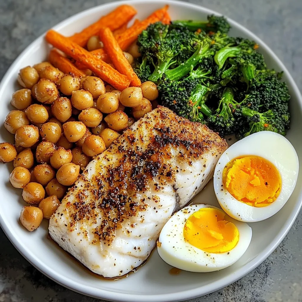 Protein Power Plate with Fish, Roasted Chickpeas & Veggies