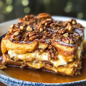 Pumpkin French Toast Bake with Cream Cheese Filling