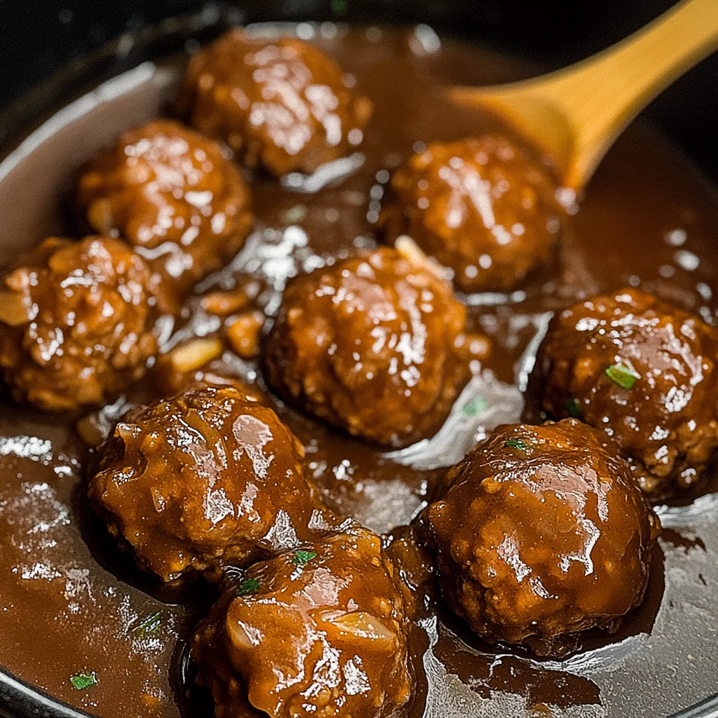 Slow Cooker Salisbury Steak Meatballs (Frozen Meatballs)