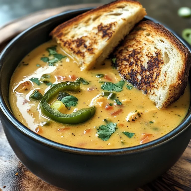 Spicy Jalapeño Popper Soup with Grilled Cheese Dippers