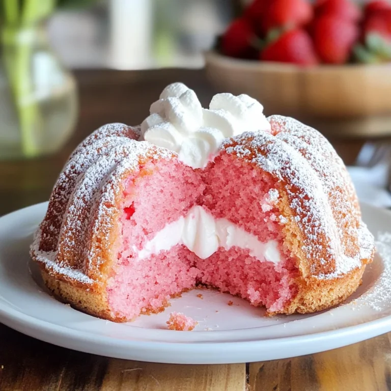 Strawberry Bundt Cake with Marshmallow Cream Filling