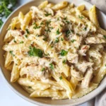 The Best Crockpot Garlic Parmesan Chicken Pasta Recipe