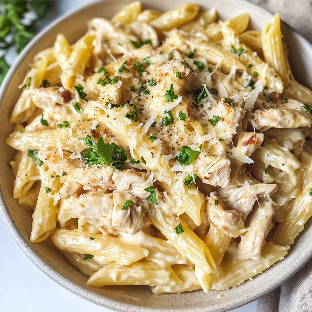 The Best Crockpot Garlic Parmesan Chicken Pasta Recipe