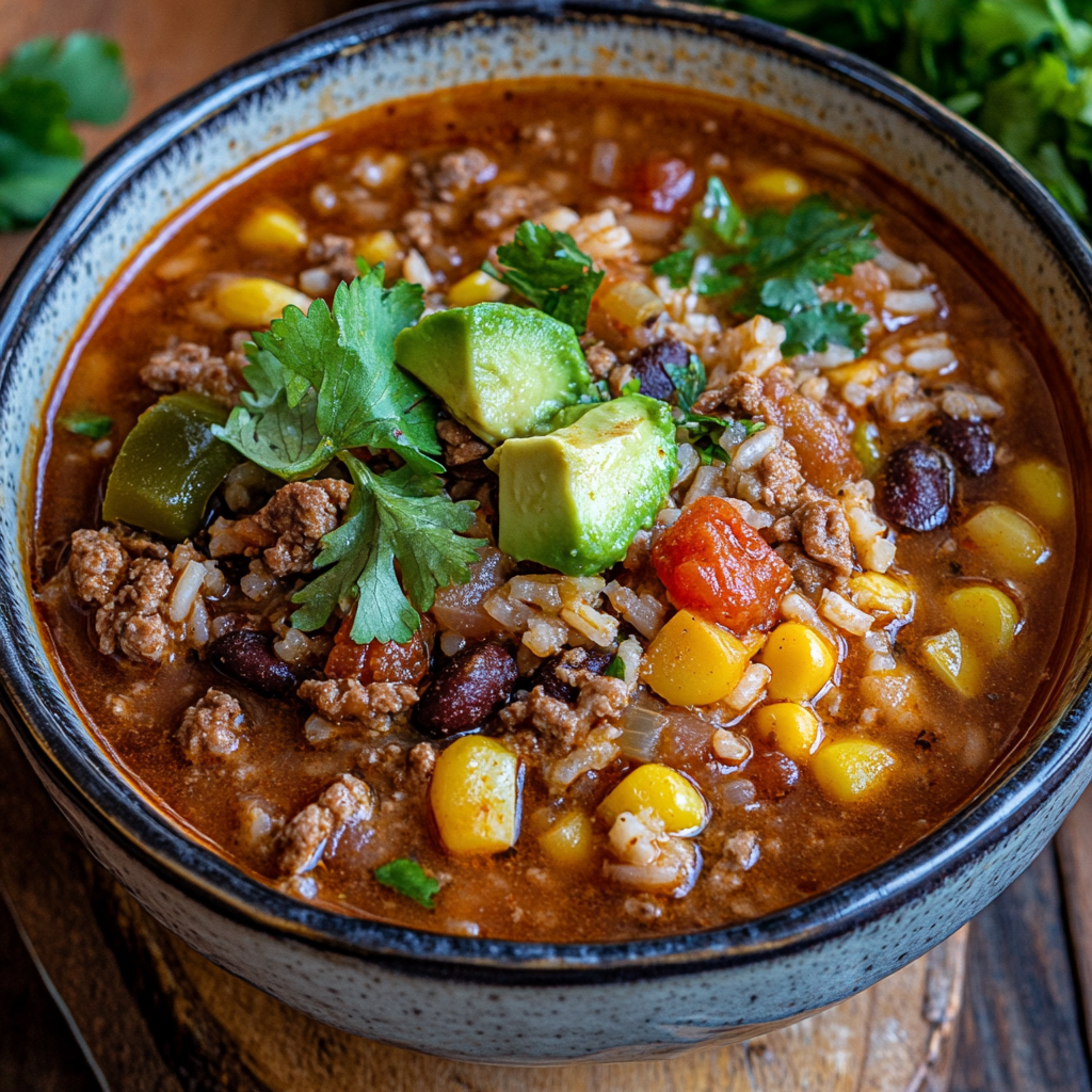Mexican Beef and Rice Soup