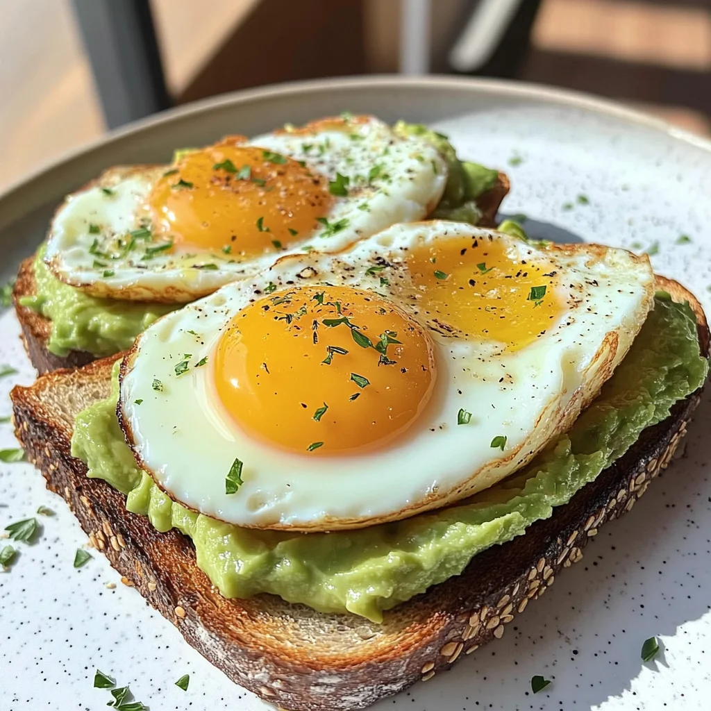 Avocado Toast with Sunny-Side Eggs & Iced Latte