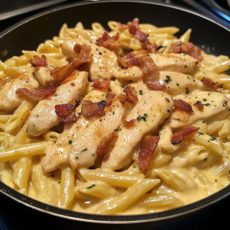 Creamy Honey Dijon Chicken Pasta with Crispy Bacon