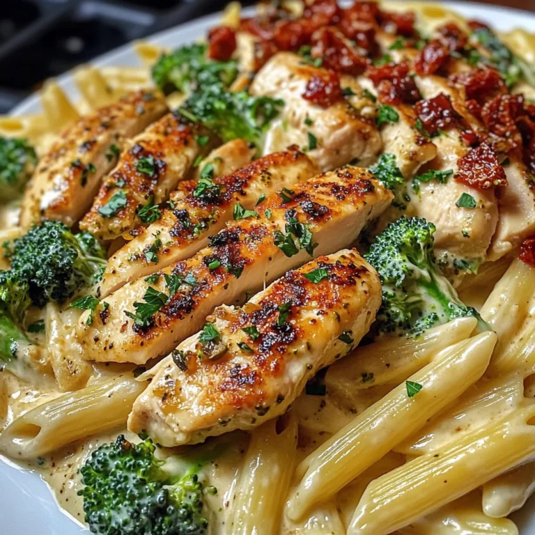 Creamy Tuscan Chicken and Broccoli Alfredo Penne