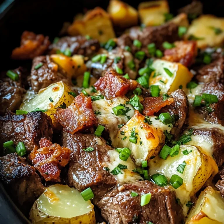 Crockpot Loaded Steak and Potato Bake