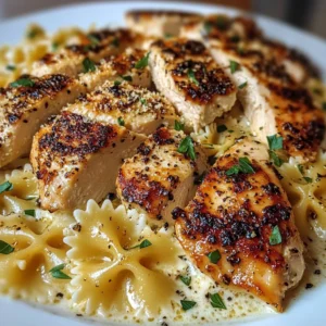Garlic Chicken with Cheesy Bowtie Alfredo