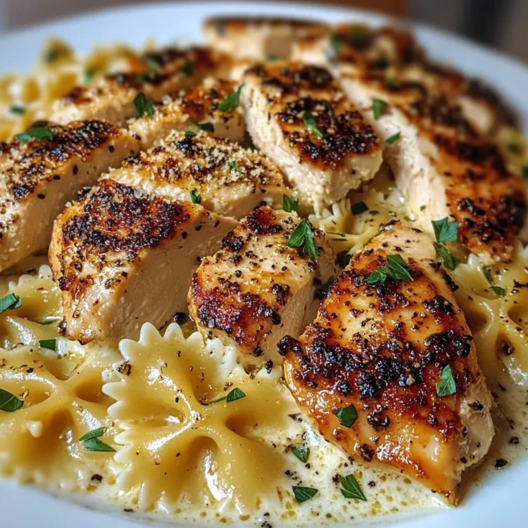 Garlic Chicken with Cheesy Bowtie Alfredo