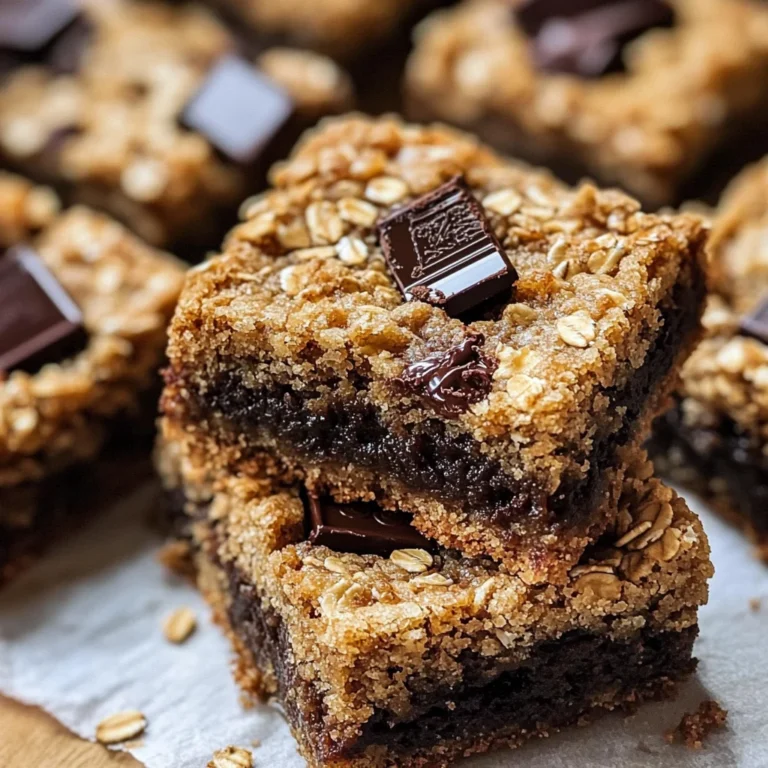Healthier Dark Chocolate Chunk Oatmeal Cookie Bars Recipe
