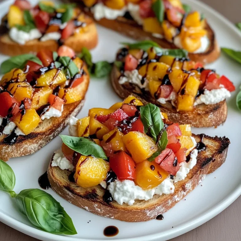 Quick Peach Bruschetta with Whipped Ricotta