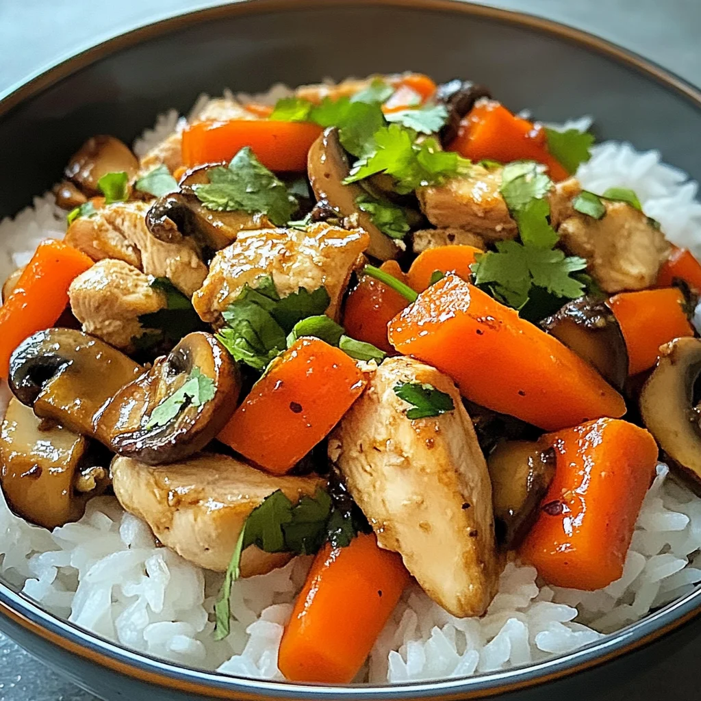 Savory Chicken Stir-Fry with Mushrooms, Carrots & Rice