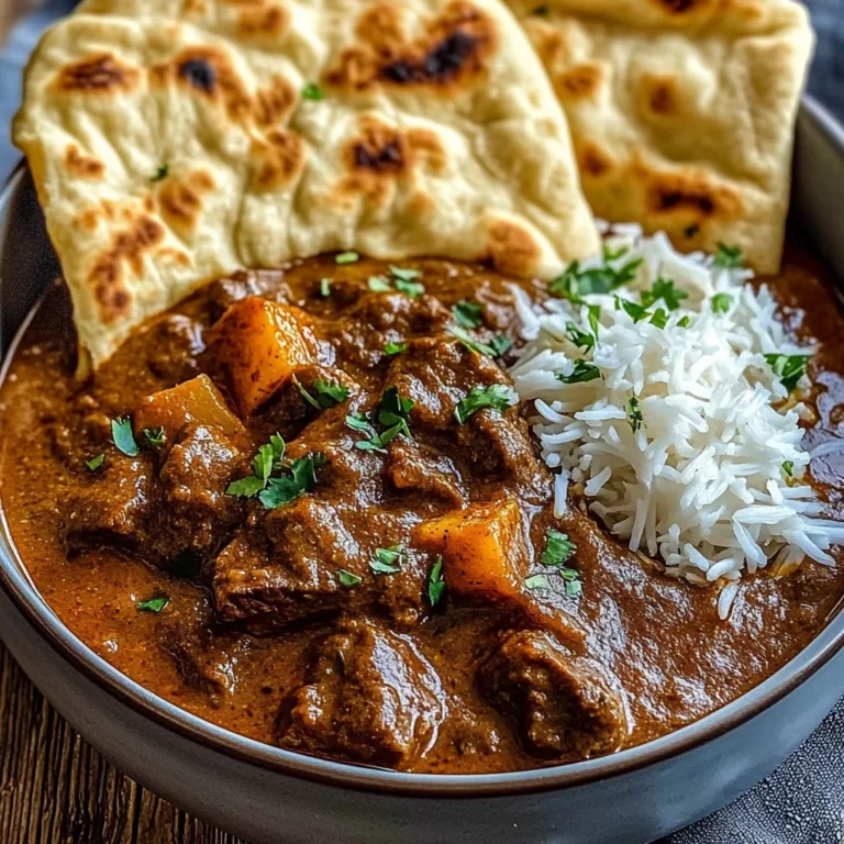 Slow-Cooked Beef Curry with Garlic Naan