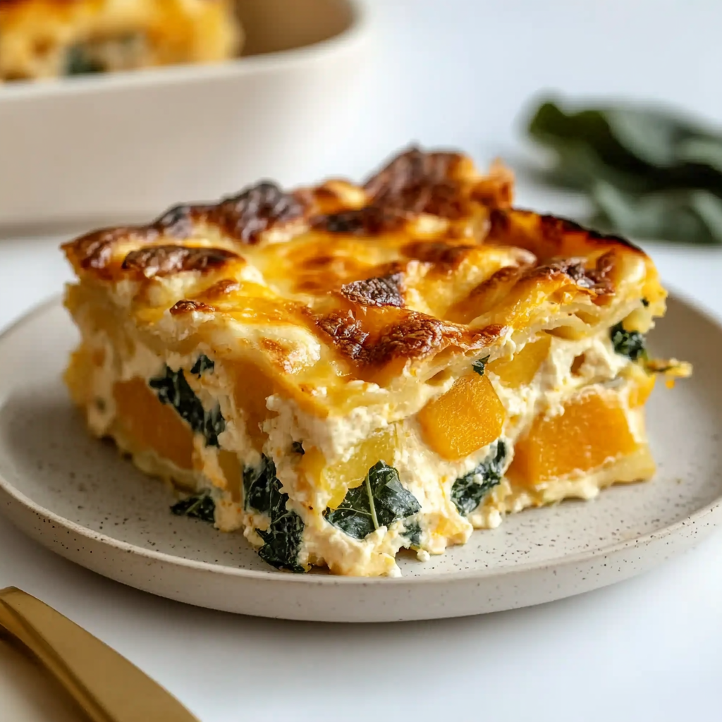 Creamy Butternut Squash and Kale Lasagna