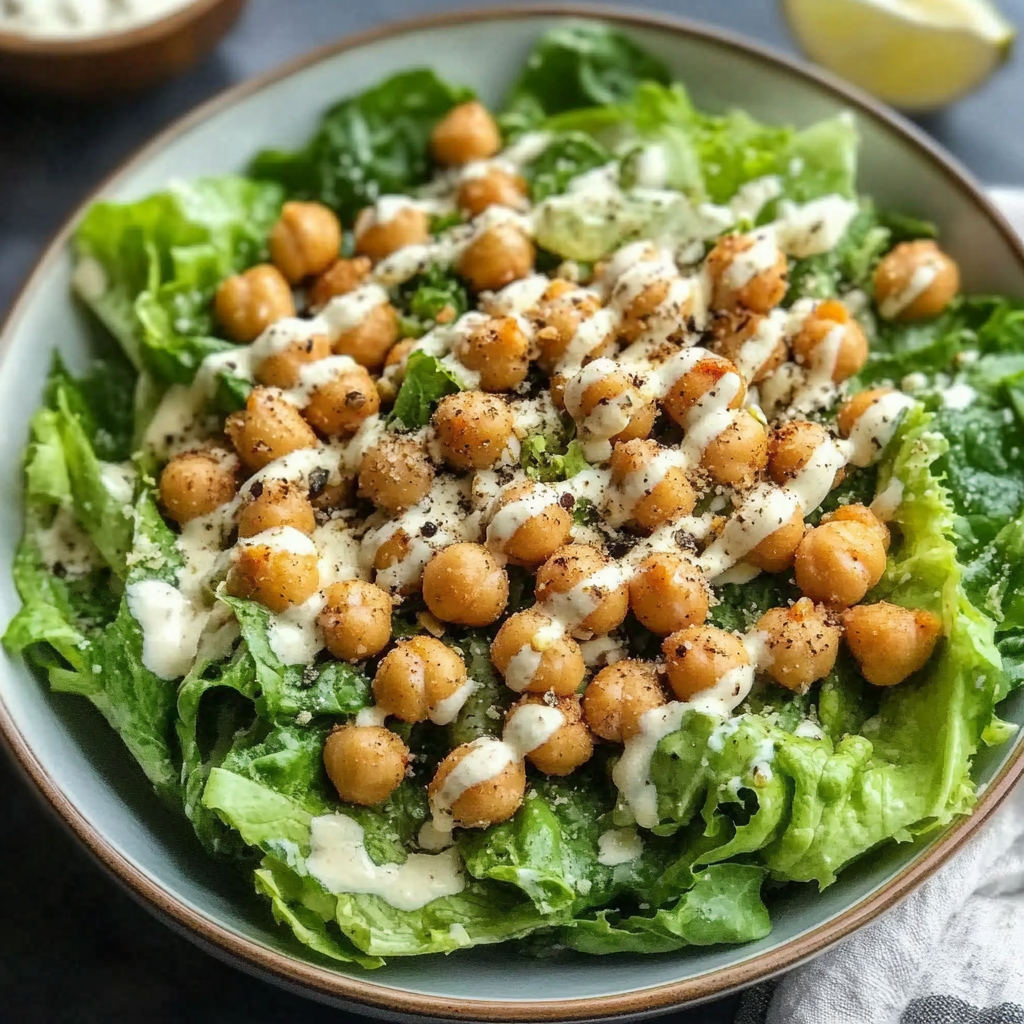 Vegan Caesar Salad with Chickpeas