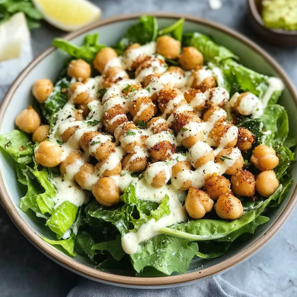 Vegan Caesar Salad with Chickpeas