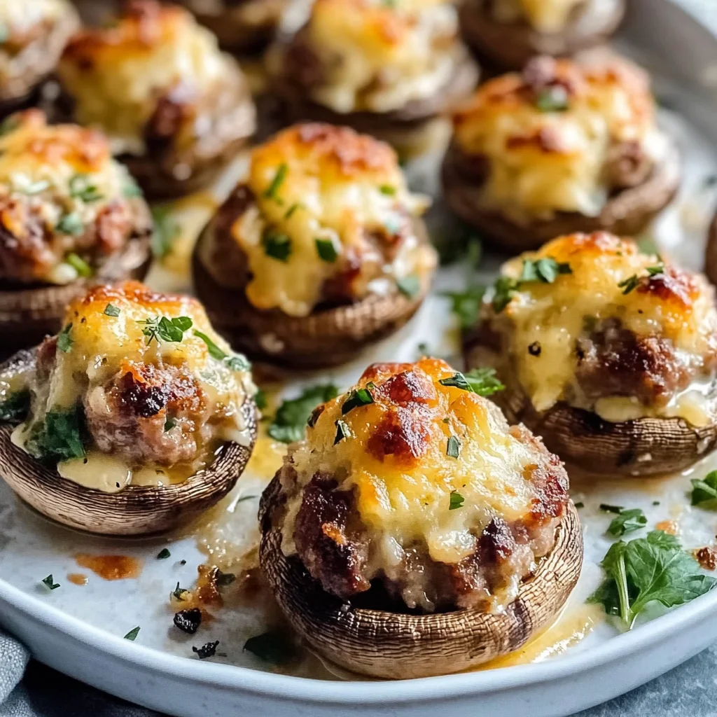 Mini Sausage Stuffed Mushrooms