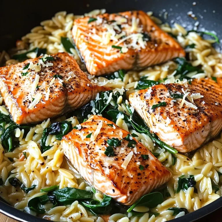 One Skillet Salmon with Lemon Orzo