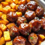 Sheet Pan Honey BBQ Meatballs with Sweet Potatoes