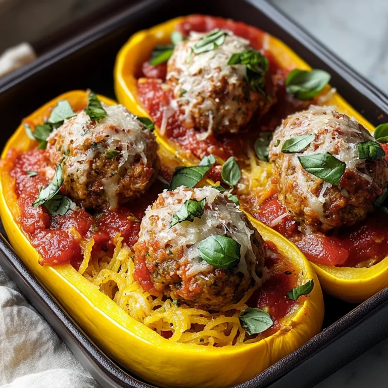Spaghetti Squash Boats with Turkey Meatballs