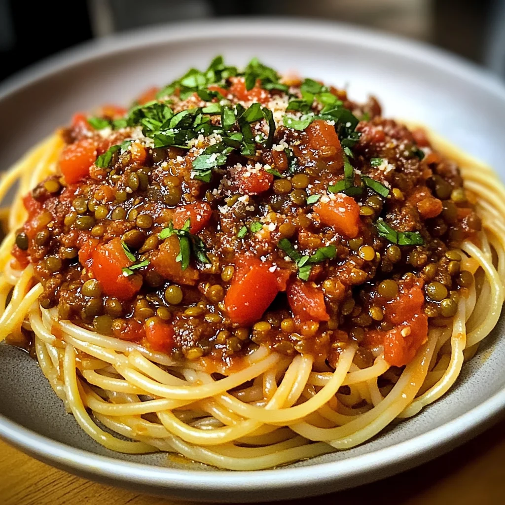 Spaghetti with Vegan Lentil Bolognese