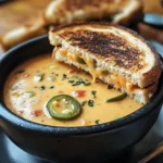 Spicy Jalapeño Popper Soup with Grilled Cheese Dippers