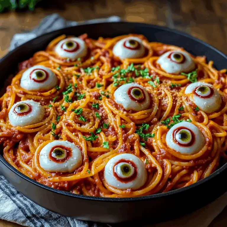 Bloody Spaghetti with Mozzarella Eyeballs Recipe