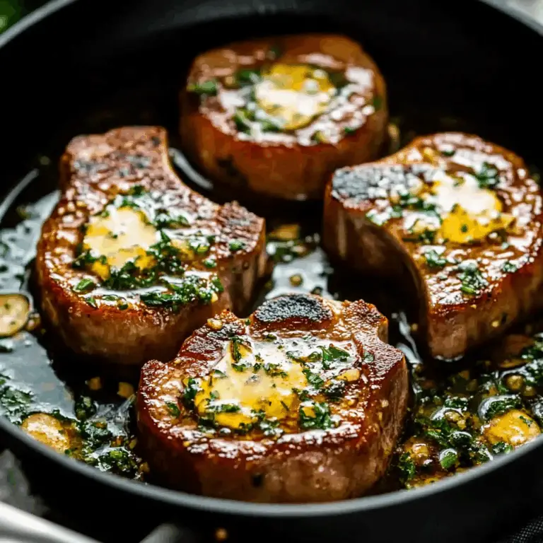 Garlic Butter Pan Seared beef Chops