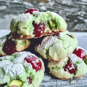 Cherry Pistachio Crinkle Cookies
