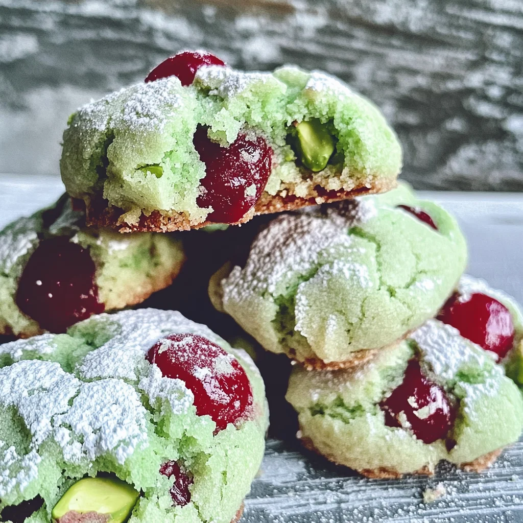 Cherry Pistachio Crinkle Cookies