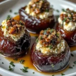 Feta-Parmesan Roasted Stuffed Dates with Honey-Walnut Herb Crunch